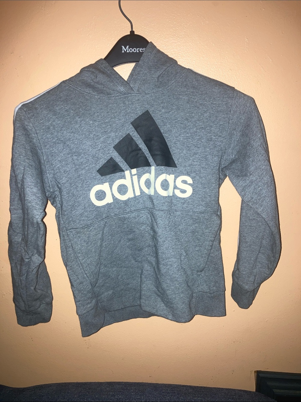 adidas Gray Hoodie with Black Trefoil and White Wordmark
